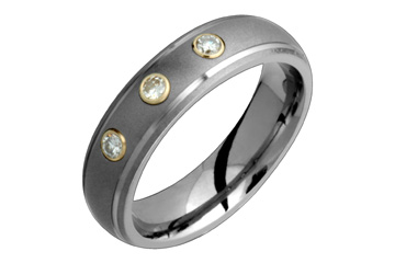 3/20 Carat Titanuim and Gold Ring with Three Diamonds