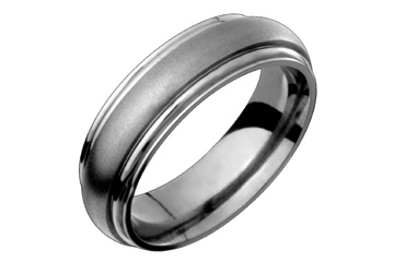 Domed Titanium Ring with Grooved Edges