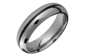 Titanium Ring With Central Black Inlay