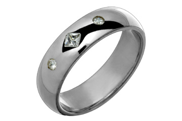 4/25 Carat Princess Cut Diamond Trio Titanium Ring