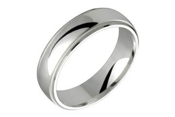 Half Round Comfort Fit 6 mm Milled Edge Platinum Ring