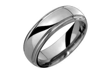 Classic Titanium Ring with Grooved Edges