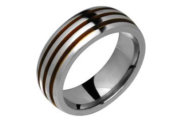 Triple Brown Inlay Titanium Ring