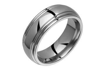 Vibrant Titanium Ring With Grooved Edges