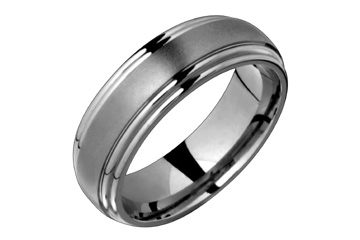 Sandblast Titanium Ring With Grooved Edges