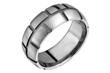 Bold Titanium Ring With Square Designs