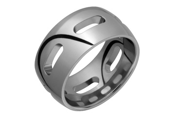 Bold Titanium Ring With Multiple Slots in its Center