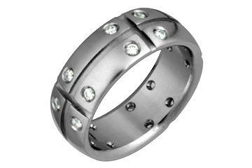 4/10 Carat Diamond Carved Matrix Titanium Ring