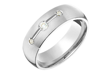 3/20 Carat White Gold Diamond Wedding Band with Center Groove