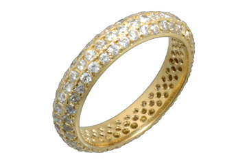 1 7/10 Carat Pave Set Eternity Yellow Gold Ring