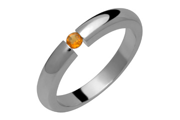 Golden Yellow Tension Citrine & Domed Titanium Ring