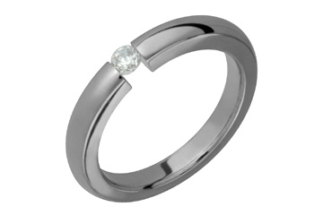 1/10 Carat Tension Set Diamond Titanium Ring