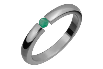 Emerald Tension Set Titanium Ring
