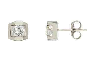 1/2 Carat Diamond 14K White Gold Solitaire Stud Earrings
