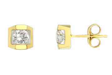 14K Yellow Gold Diamond Stud Earrings