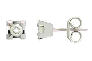 14K White Gold Diamond Stud Earrings