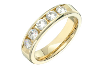 3/4 Carat Diamond 5-Stone Yellow Gold Semi-Eternity Ring